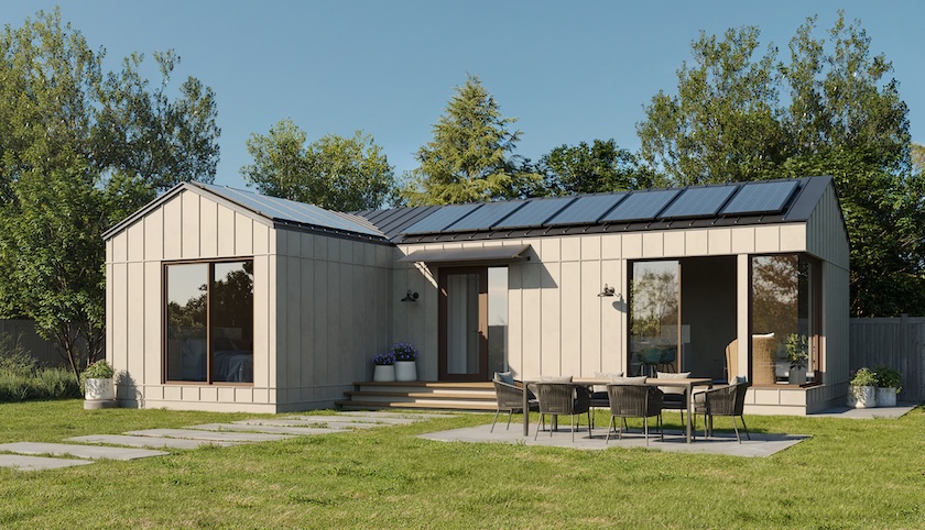 2 bedroom ADU backyard solar roof and patio dining