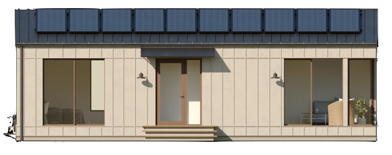 1 bedroom ADU white exterior solar ready prefab backyard home