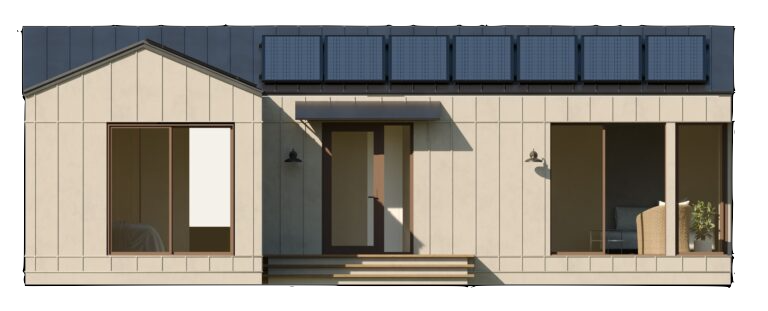 2 bedroom ADU white exterior solar ready modern backyard home